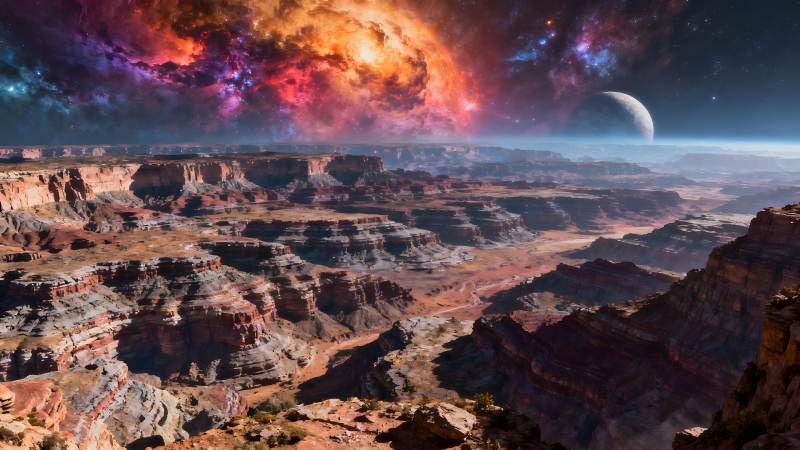 宇宙峽谷風景星云星球壯麗景觀-圖片