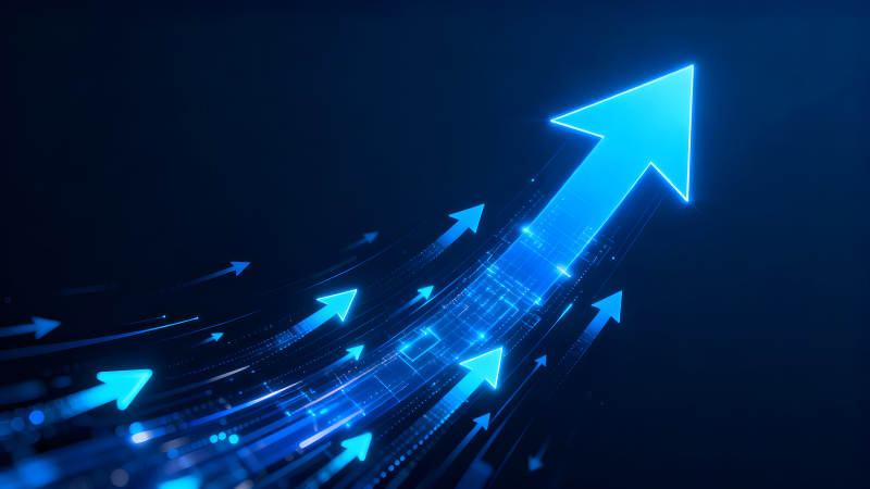蓝色箭头象征着发展趋势-图片