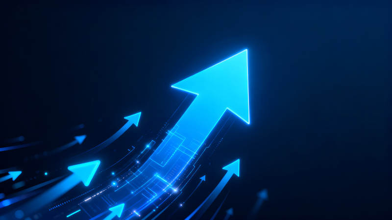 蓝色箭头向上增长的科技感背景图-图片