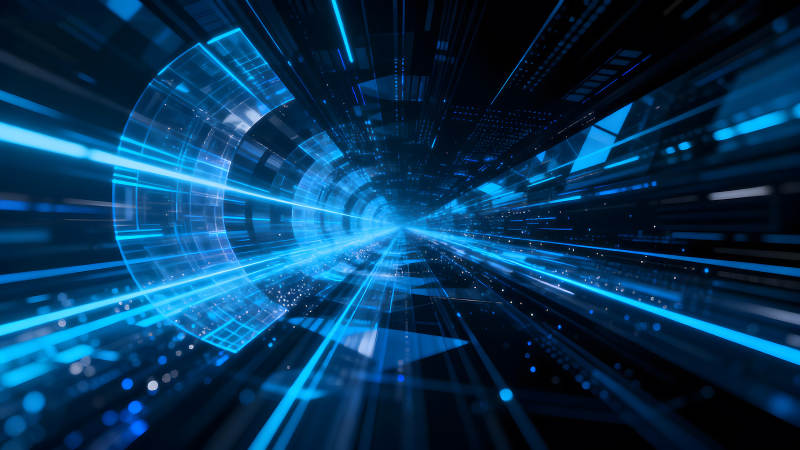 科技感未来隧道蓝色光线视觉-图片