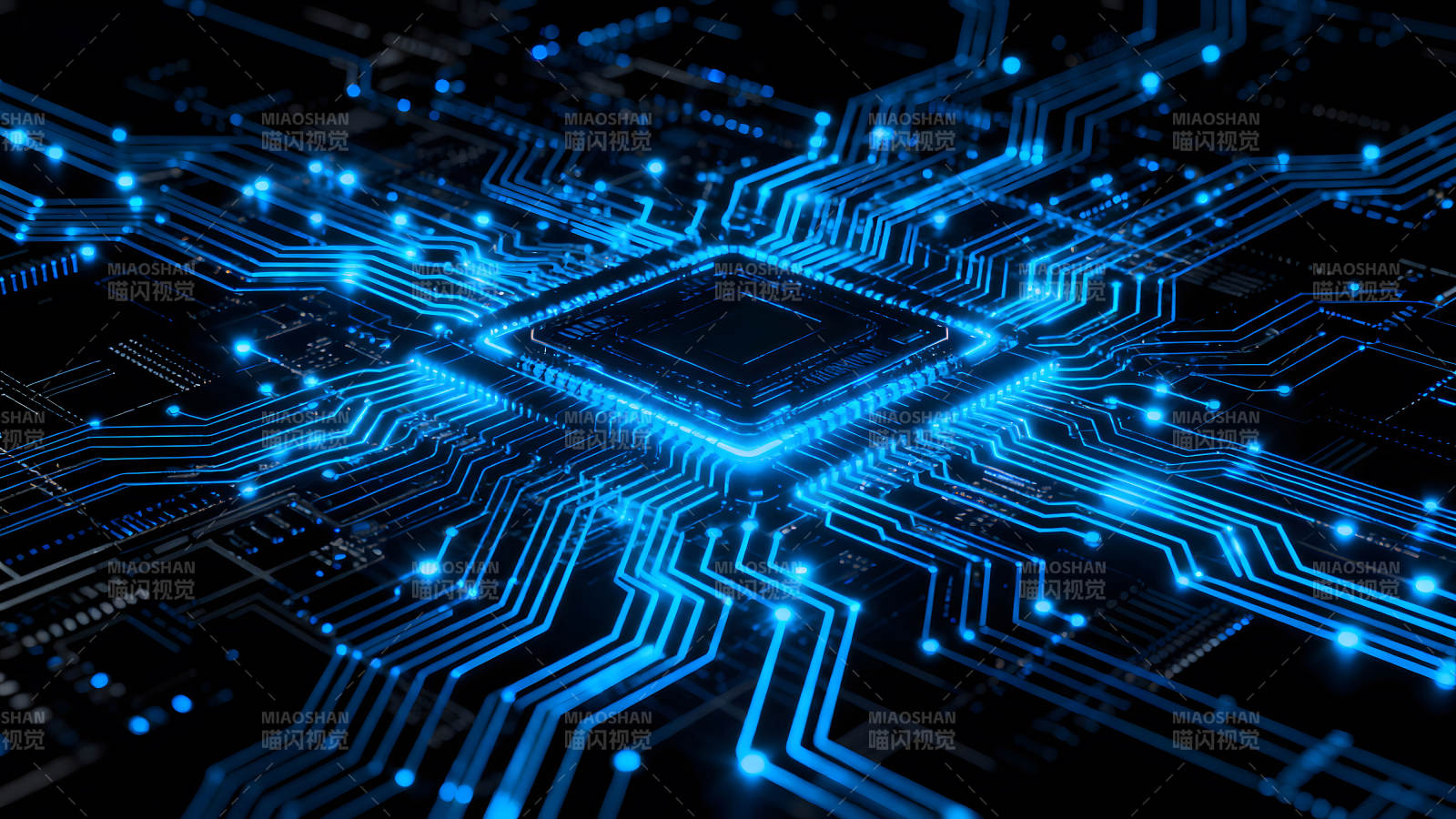 电路板发光细节特写-图片