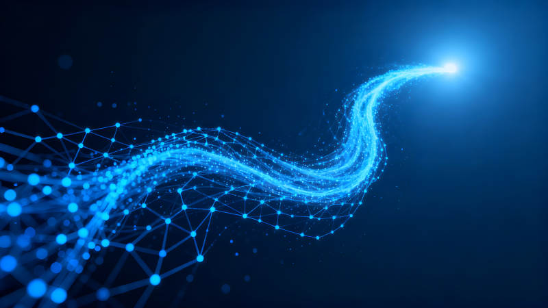 蓝色光束连接网络示意图-图片