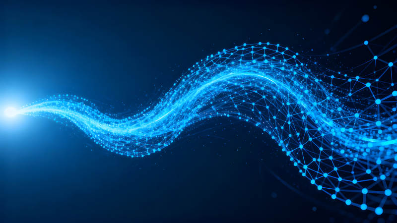 蓝色数据光波流动科技感十足-图片