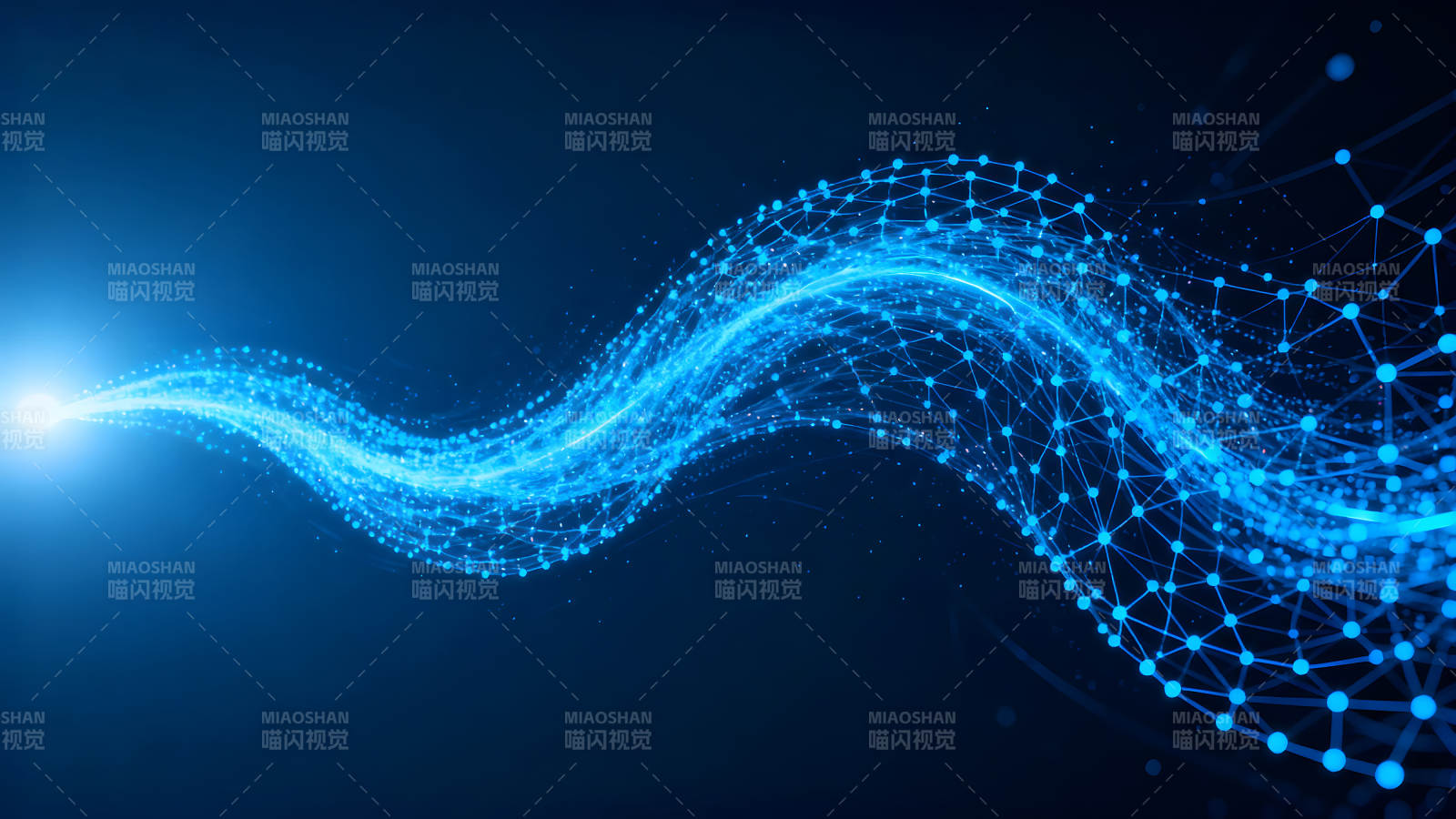 蓝色数据光波流动科技感十足-图片