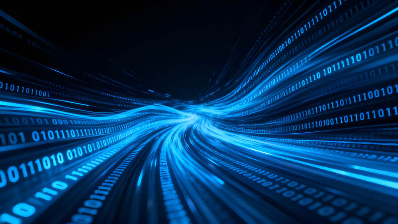 蓝色数据流动的抽象图像-图片