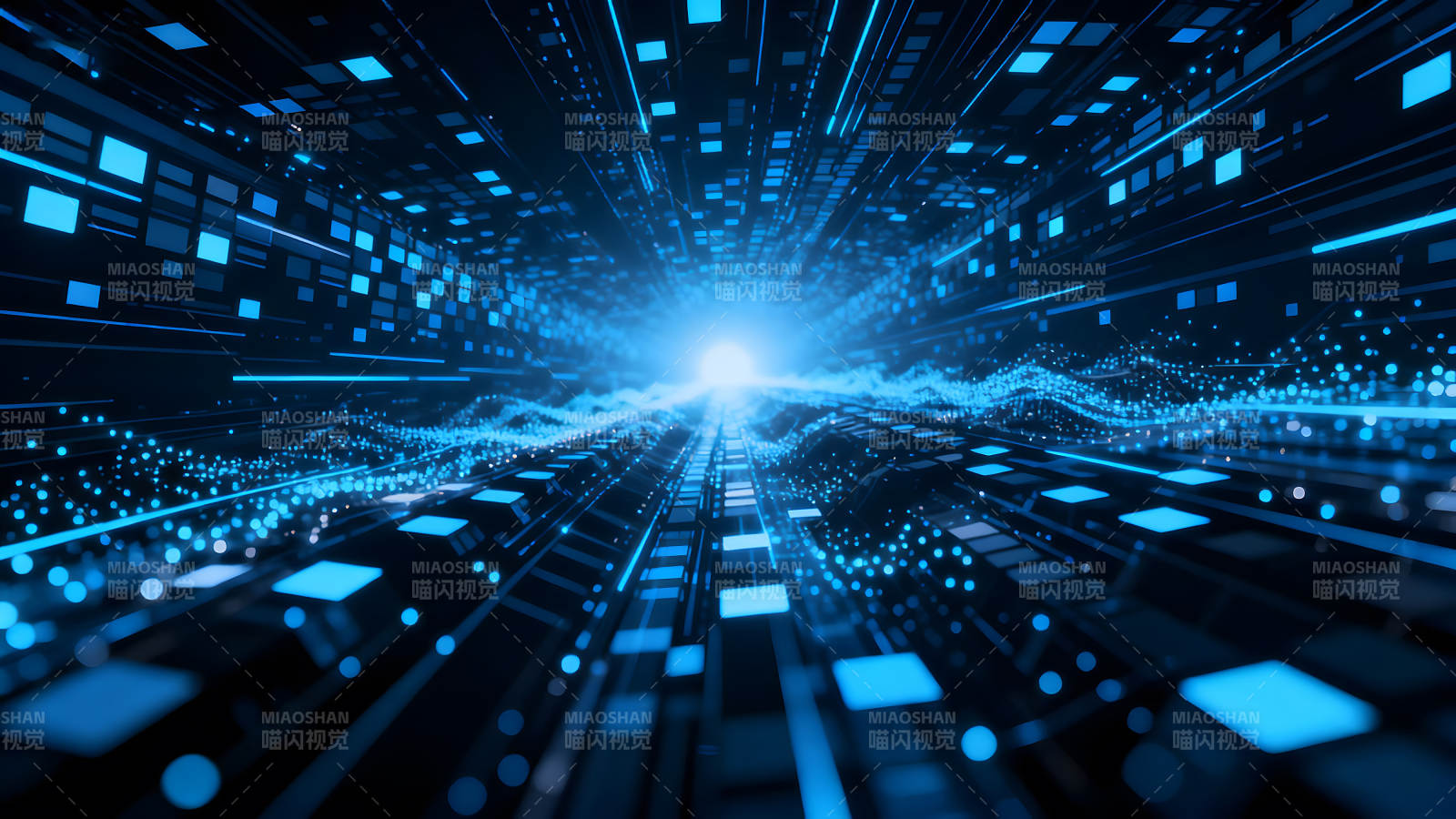 科技感十足的蓝色数字通道-图片