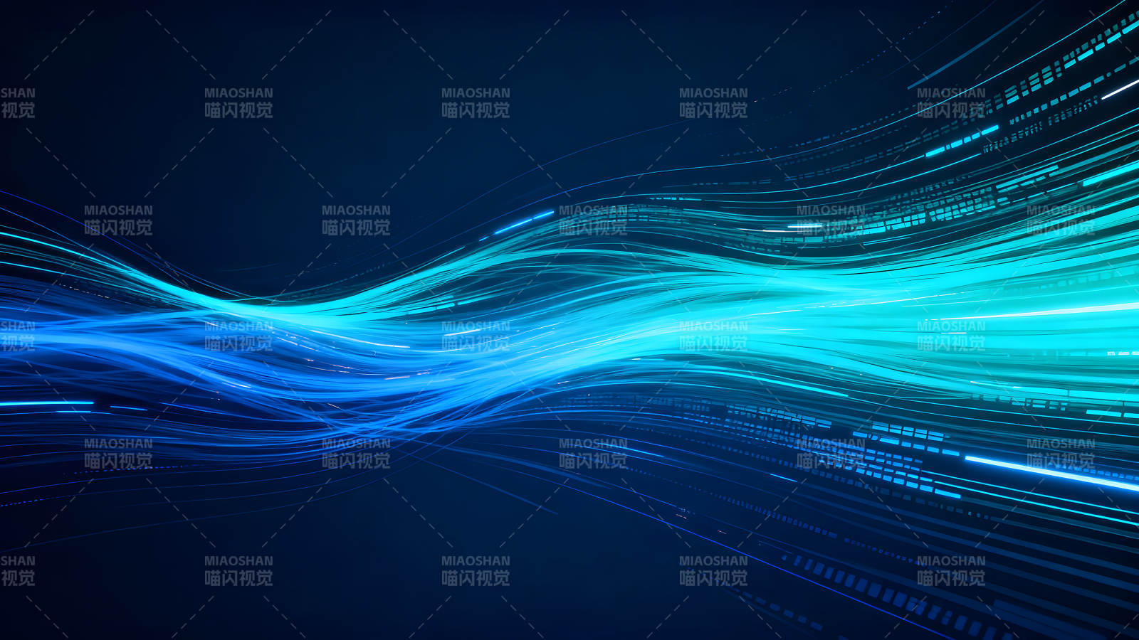 蓝色科技抽象线条流动-图片