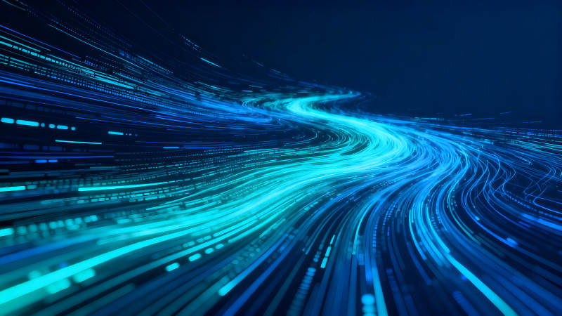 流光溢彩藍色線條組成的抽象藝術-圖片