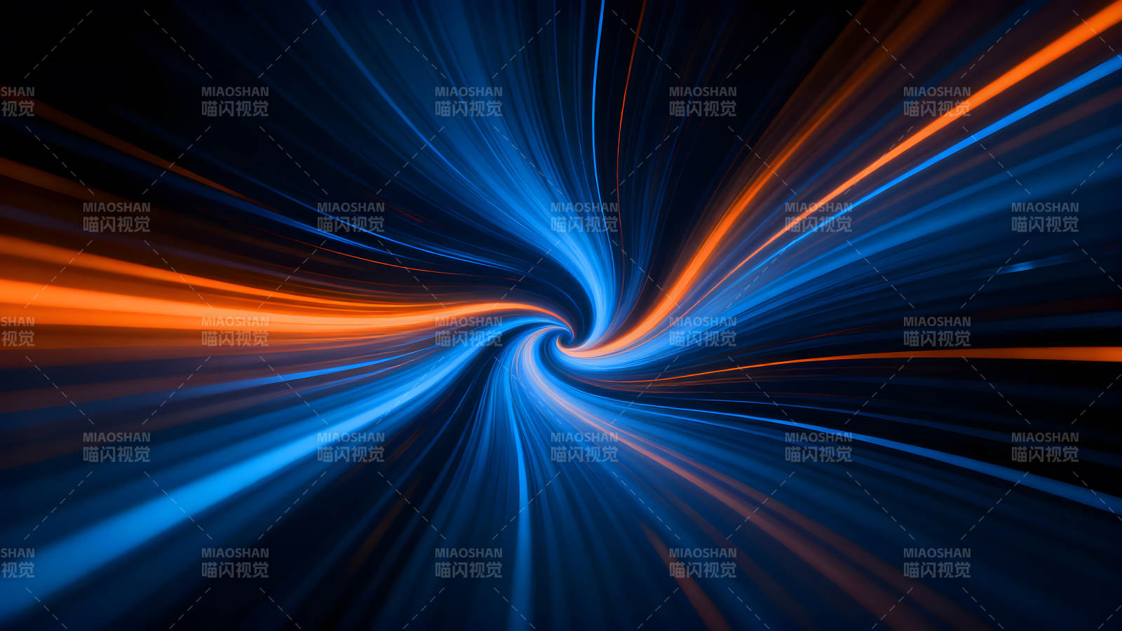 蓝橙色光线涡旋抽象设计-图片