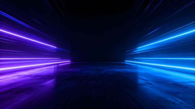 霓虹燈光穿梭隧道未來感十足-圖片