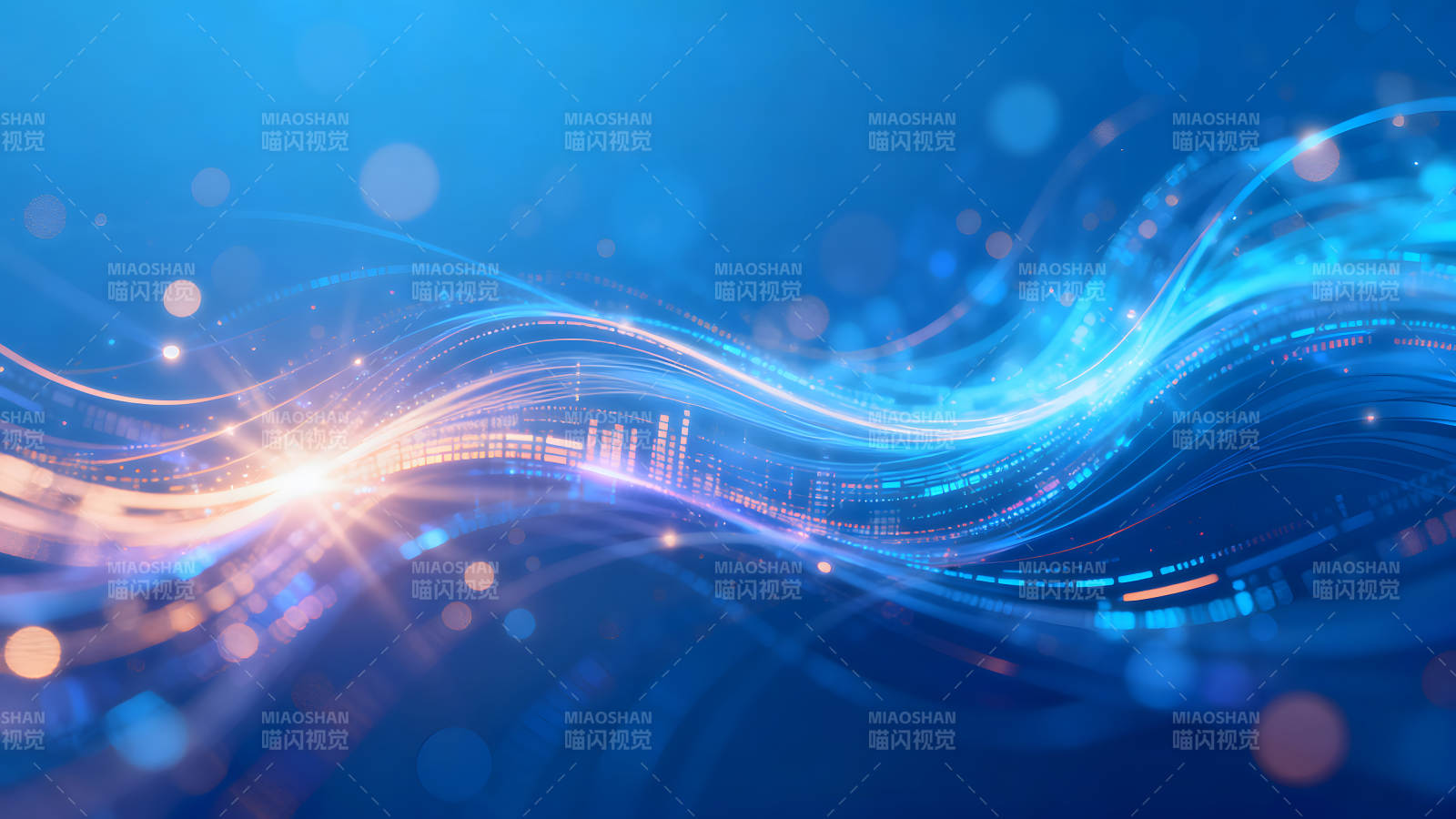 科技感蓝色背景光线流线条抽象图像-图片