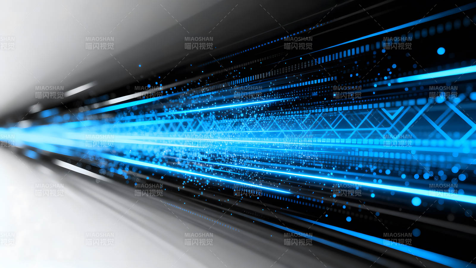 蓝色光线流动抽象科技感-图片