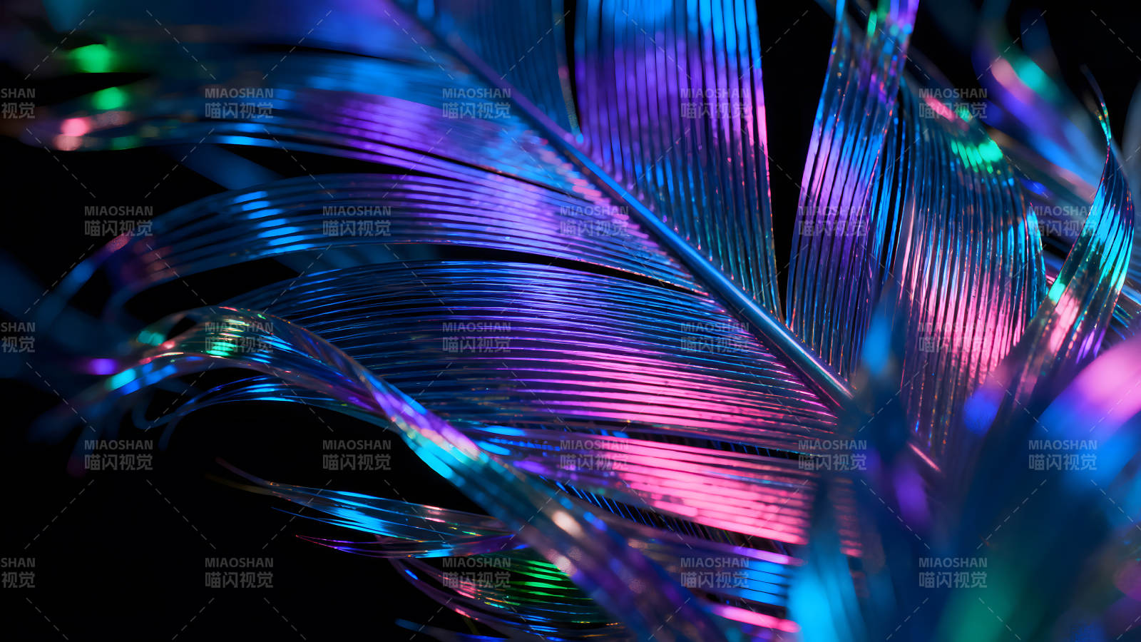 霓虹羽毛的特写光线下的奇幻纹理-图片