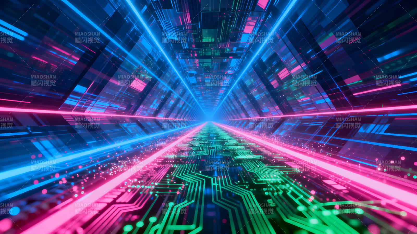 科技感十足的赛博朋克隧道-图片