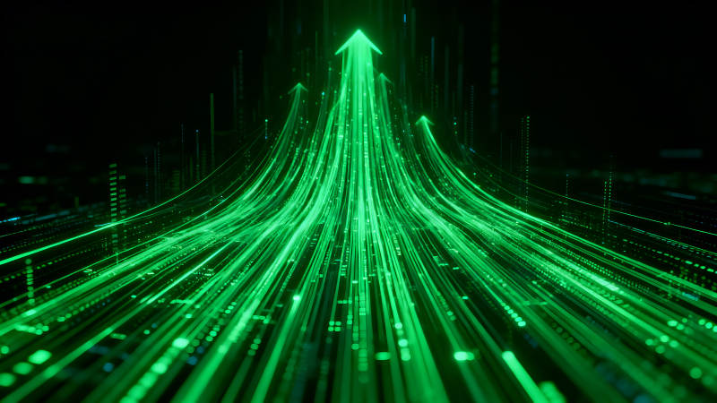 绿色光线向上箭头数据增长-图片