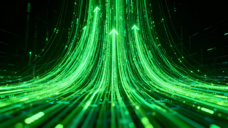 数据流向上发展象征着科技进步-图片