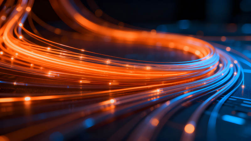 光纤科技视觉效果橙色蓝色交织-图片