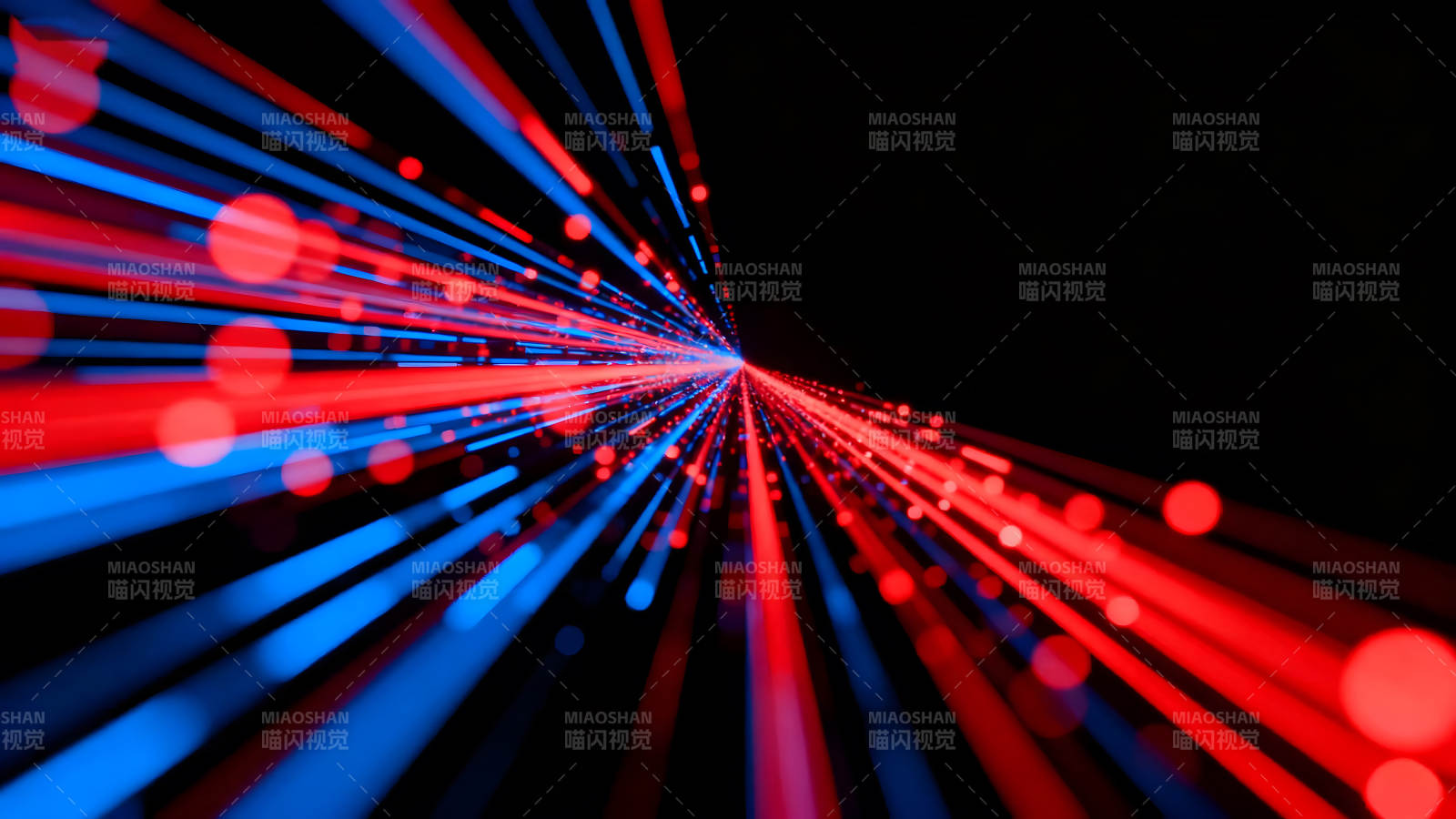 红蓝光线汇聚于一点抽象视觉-图片