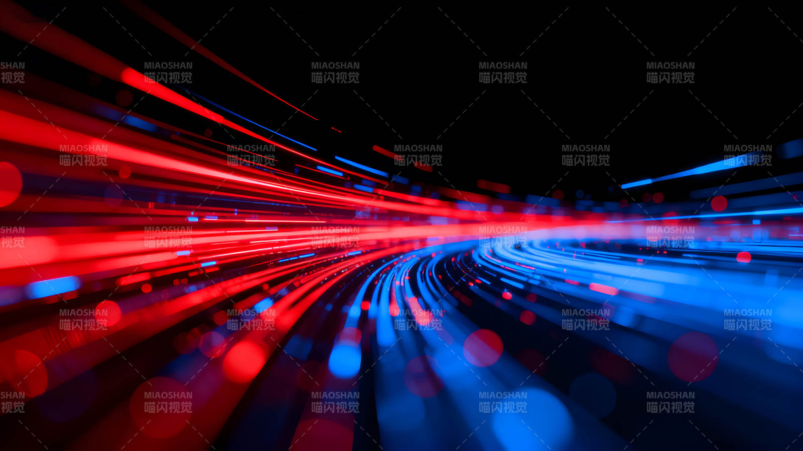 红蓝线条交织抽象图-图片