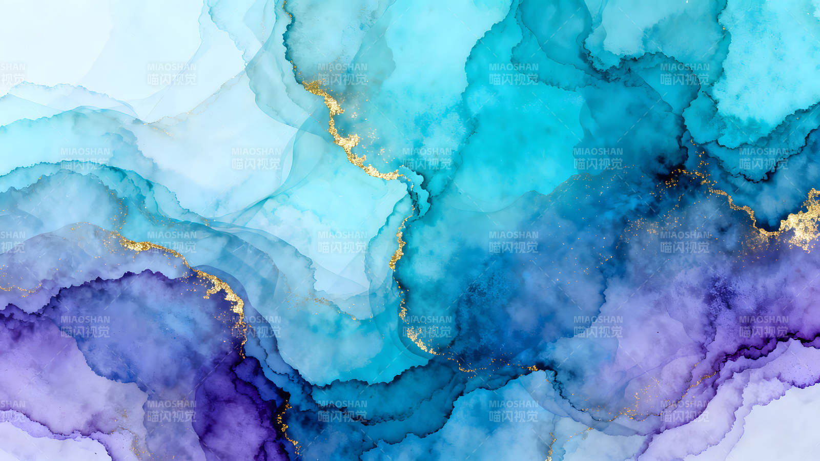 抽象水彩背景藍紫色調金色點綴圖片