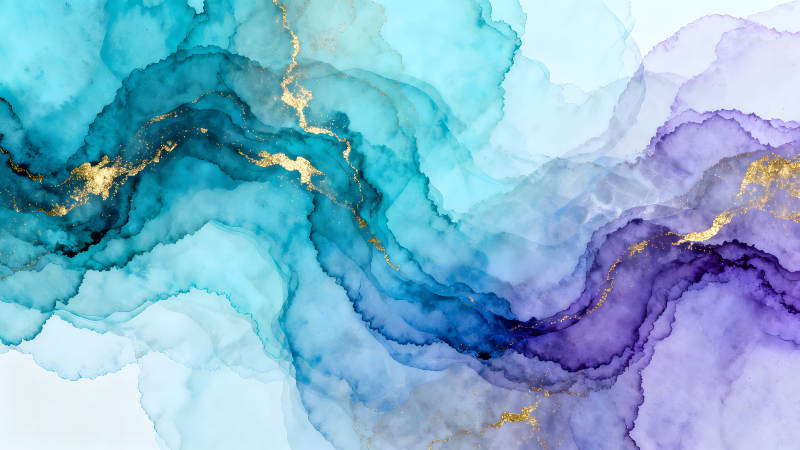 水墨晕染艺术抽象金箔点缀色彩唯美-图片