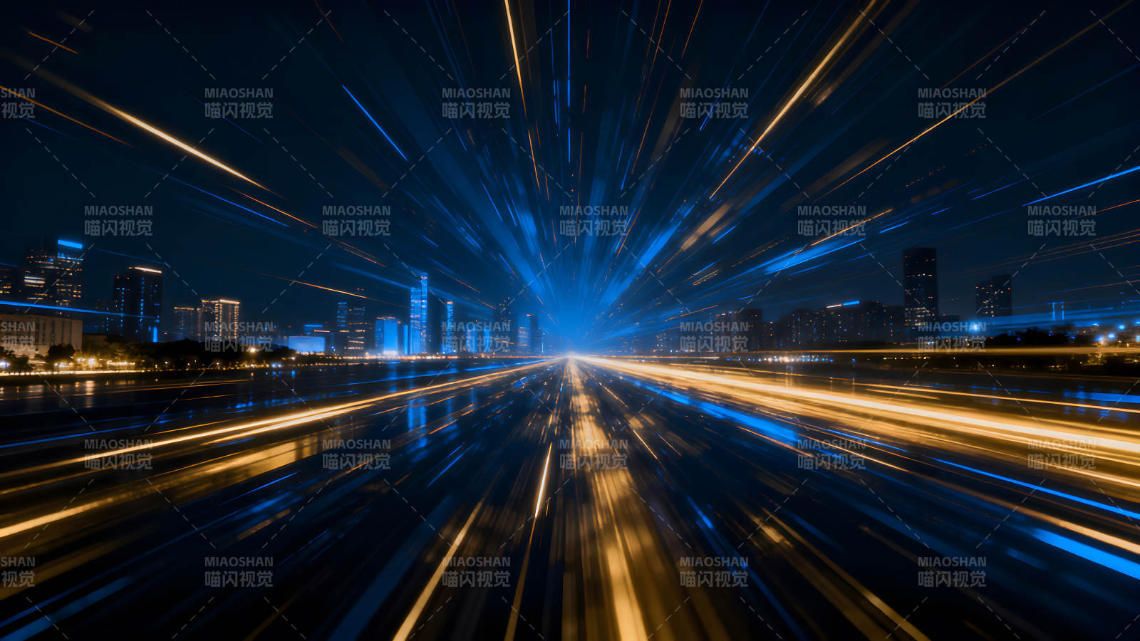 夜景城市動感光影抽象-圖片