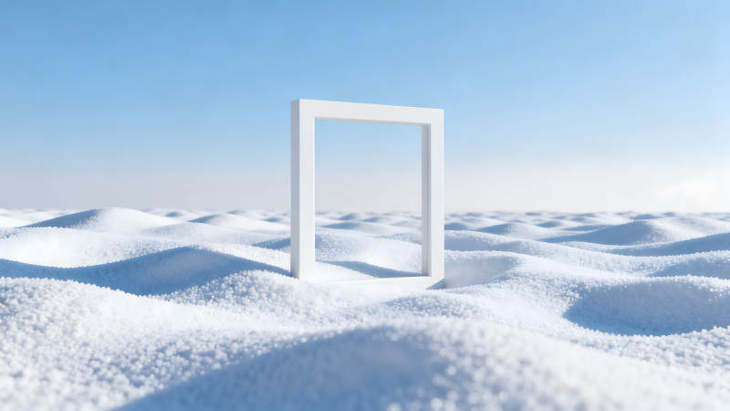 雪地里的白色框架简约风格图片