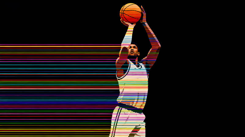 篮球运动员投篮瞬间艺术效果图图片