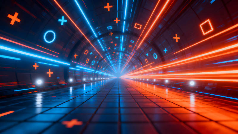 未来隧道霓虹灯光视觉盛宴-图片