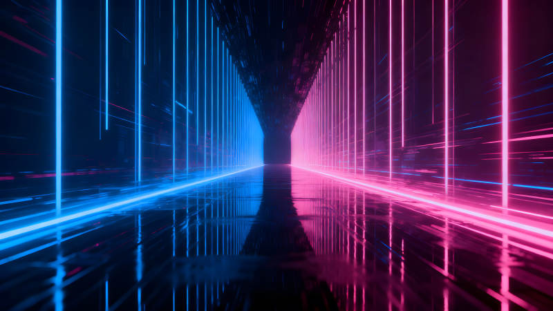 霓虹燈光隧道抽象藝術-圖片