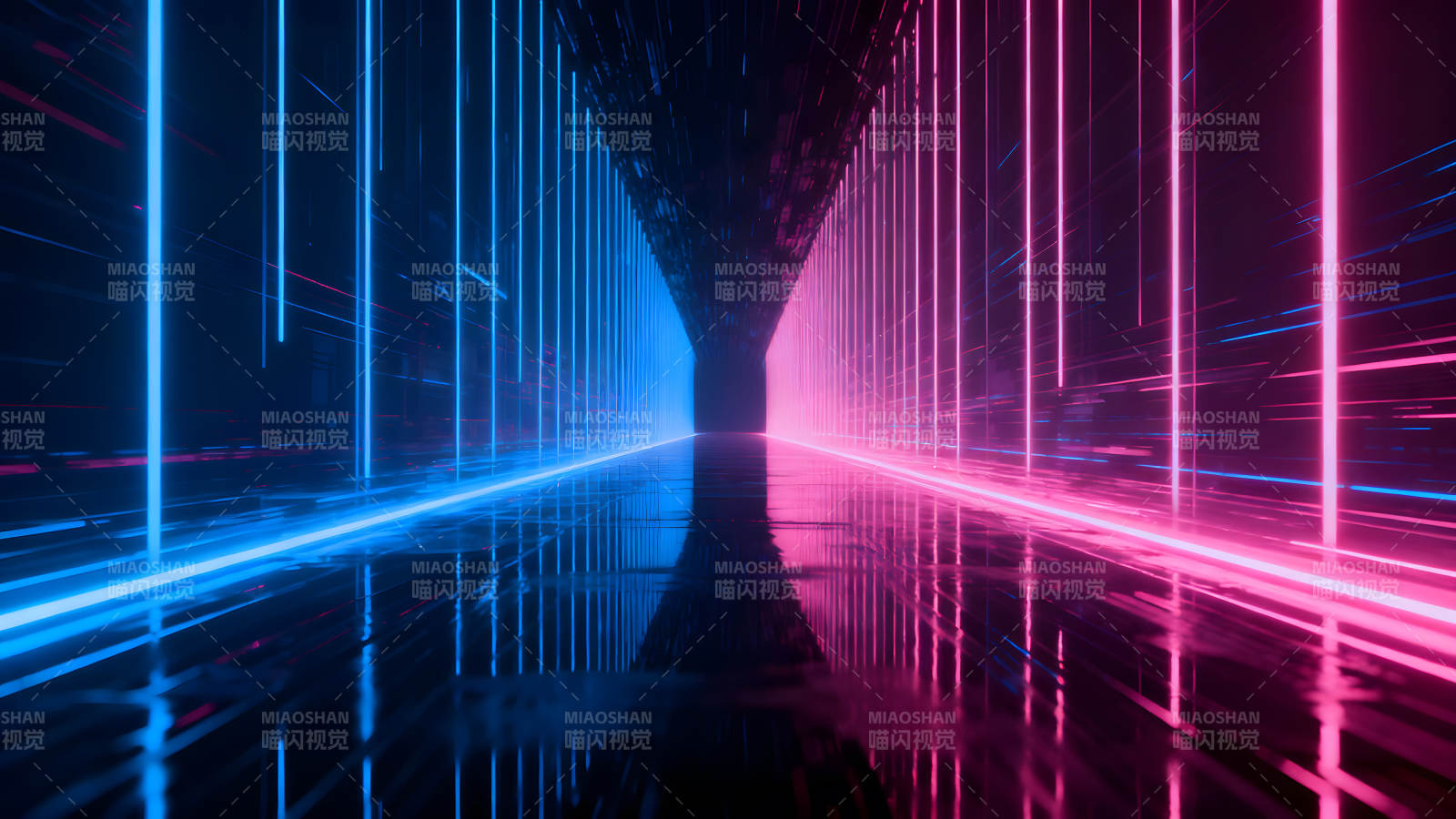 霓虹燈光隧道抽象藝術-圖片