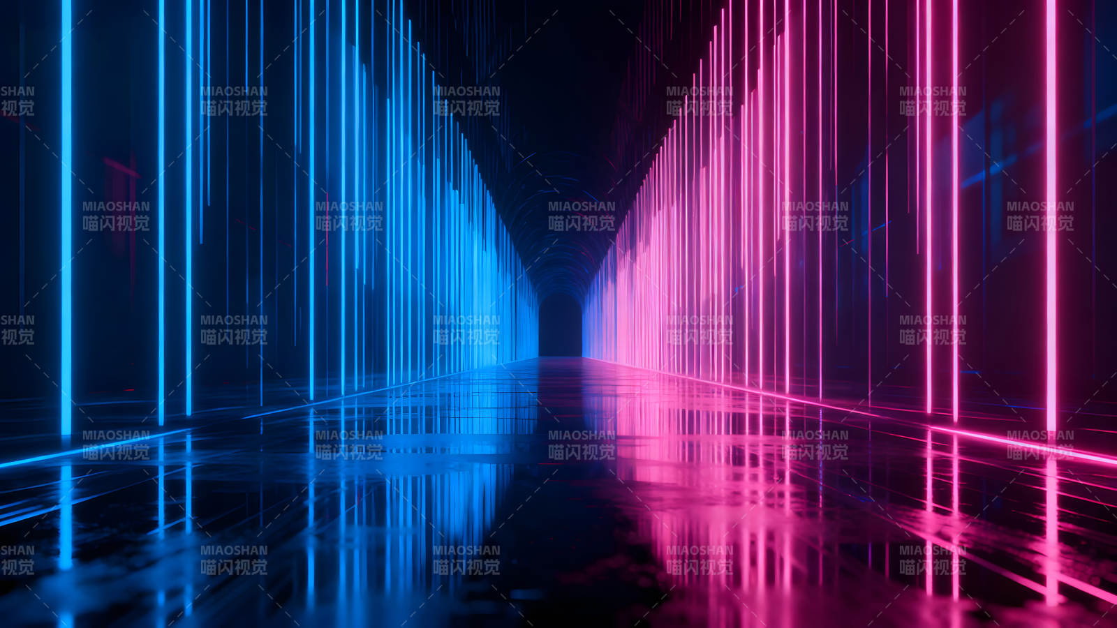 霓虹灯光隧道梦幻景象图片