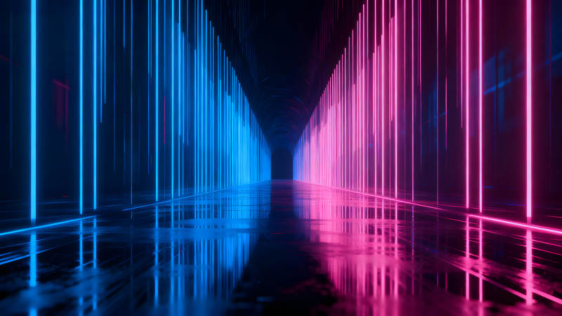 霓虹灯光隧道梦幻景象图片