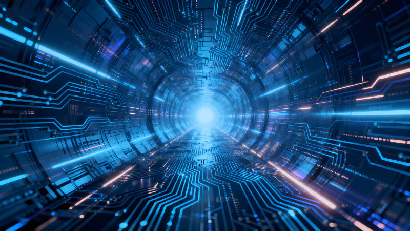 未来科技隧道蓝色电路光-图片