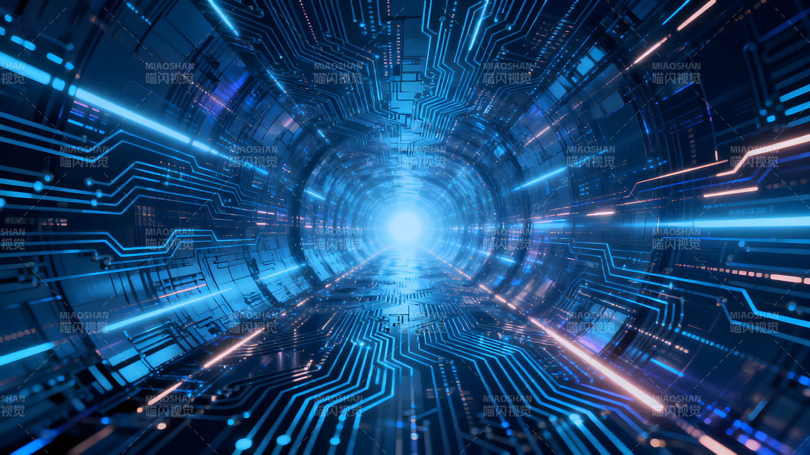 未來科技隧道藍色電路光圖片