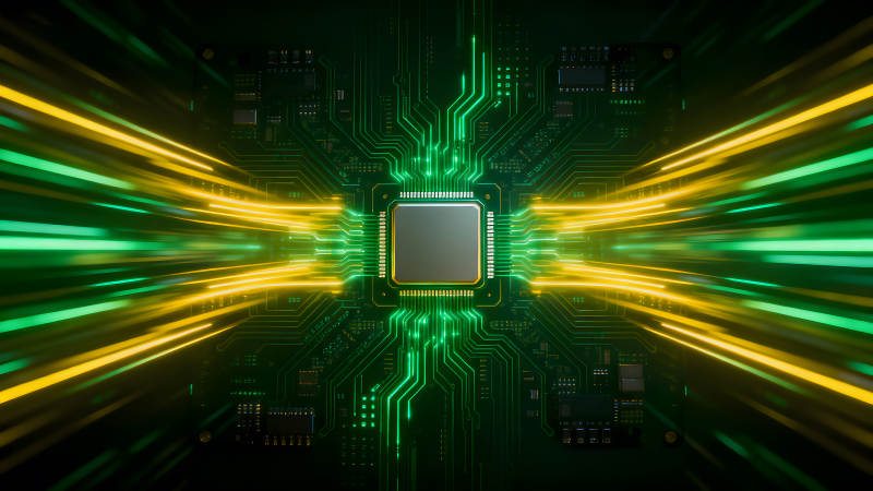 電路板芯片科技感十足的動態光線-圖片