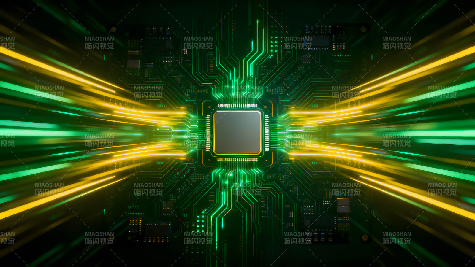電路板芯片科技感十足的動態光線-圖片