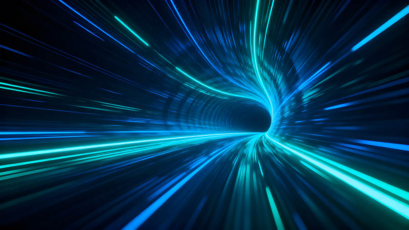 藍色光線隧道科幻感十足-圖片