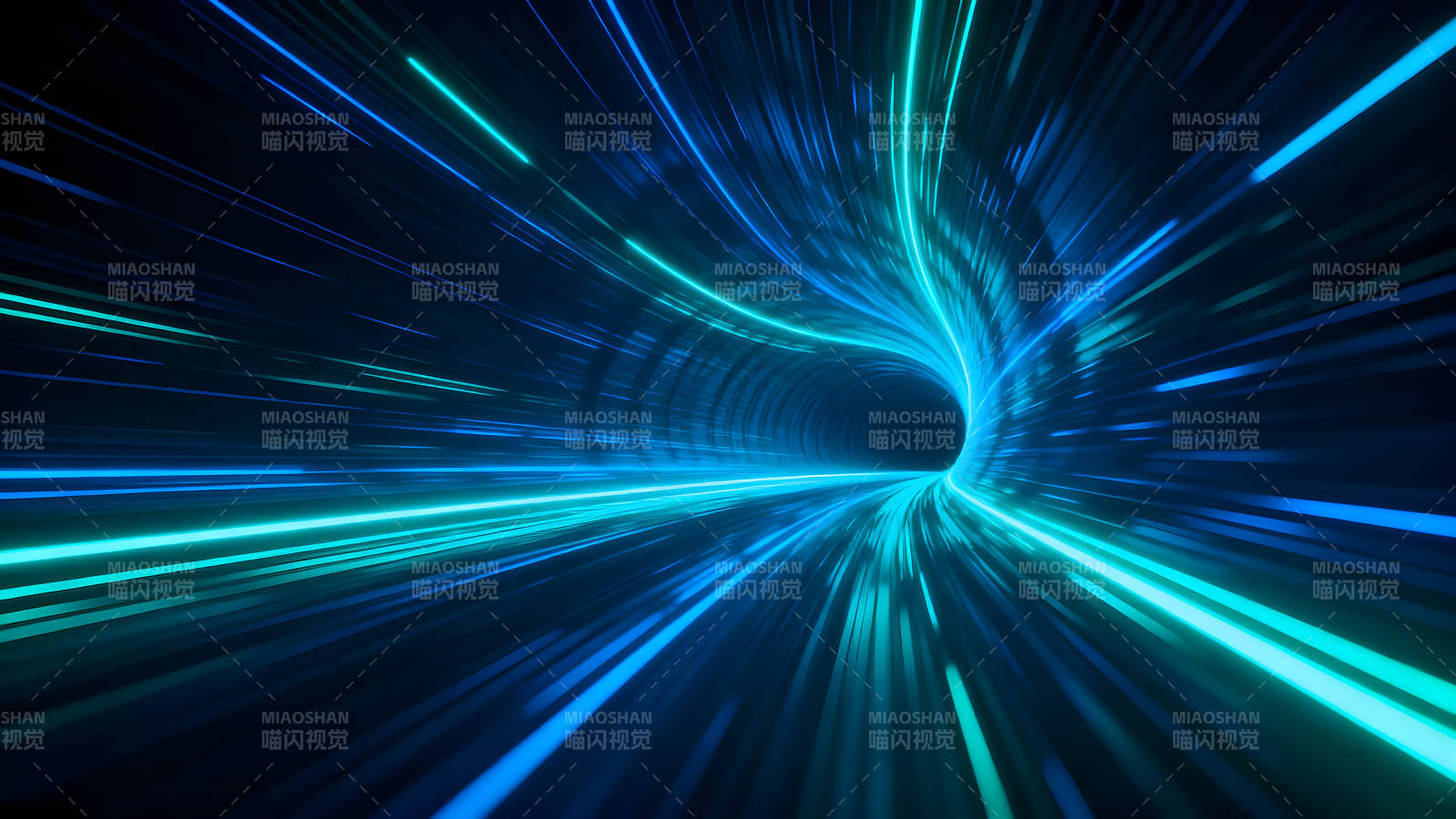 藍色光線隧道科幻感十足-圖片