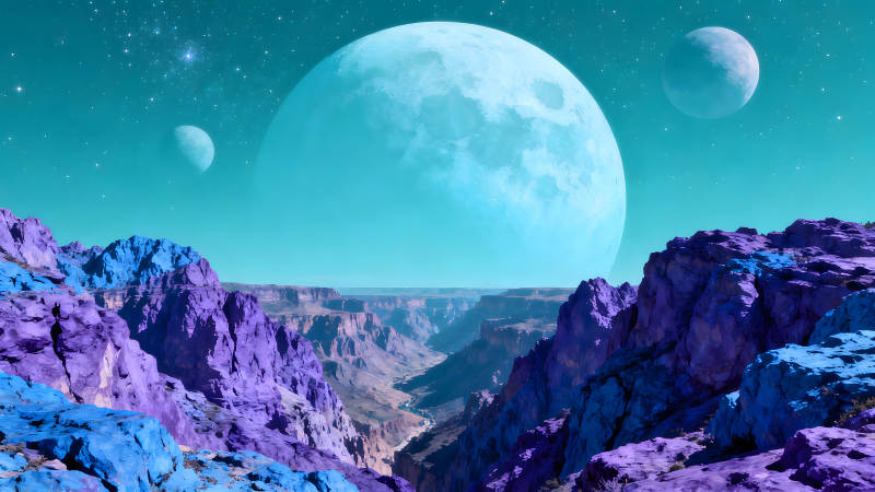 異星球奇幻峽谷壯麗景象-圖片