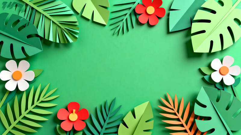 紙藝熱帶植物背景-圖片