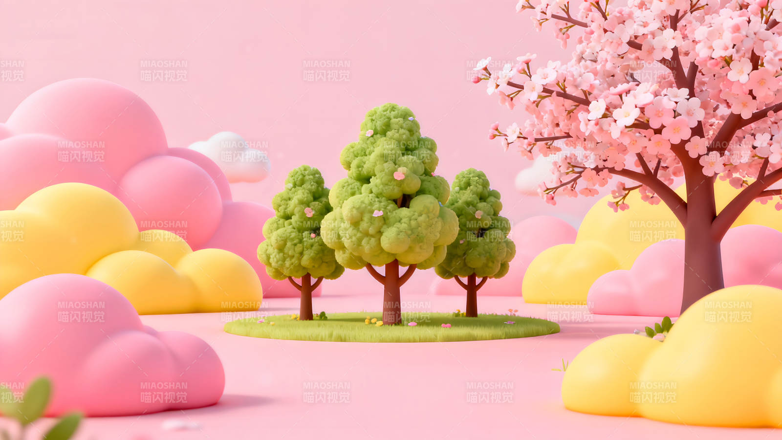 夢幻般的粉色童話場景-圖片