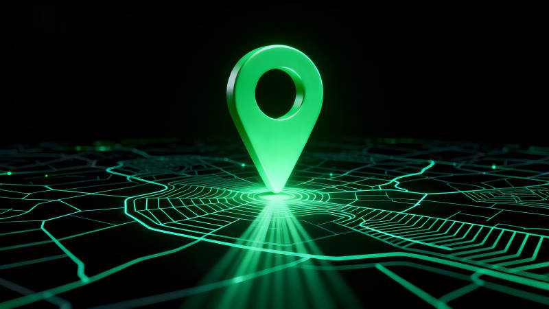 發光地圖與定位圖標的未來感設計-圖片