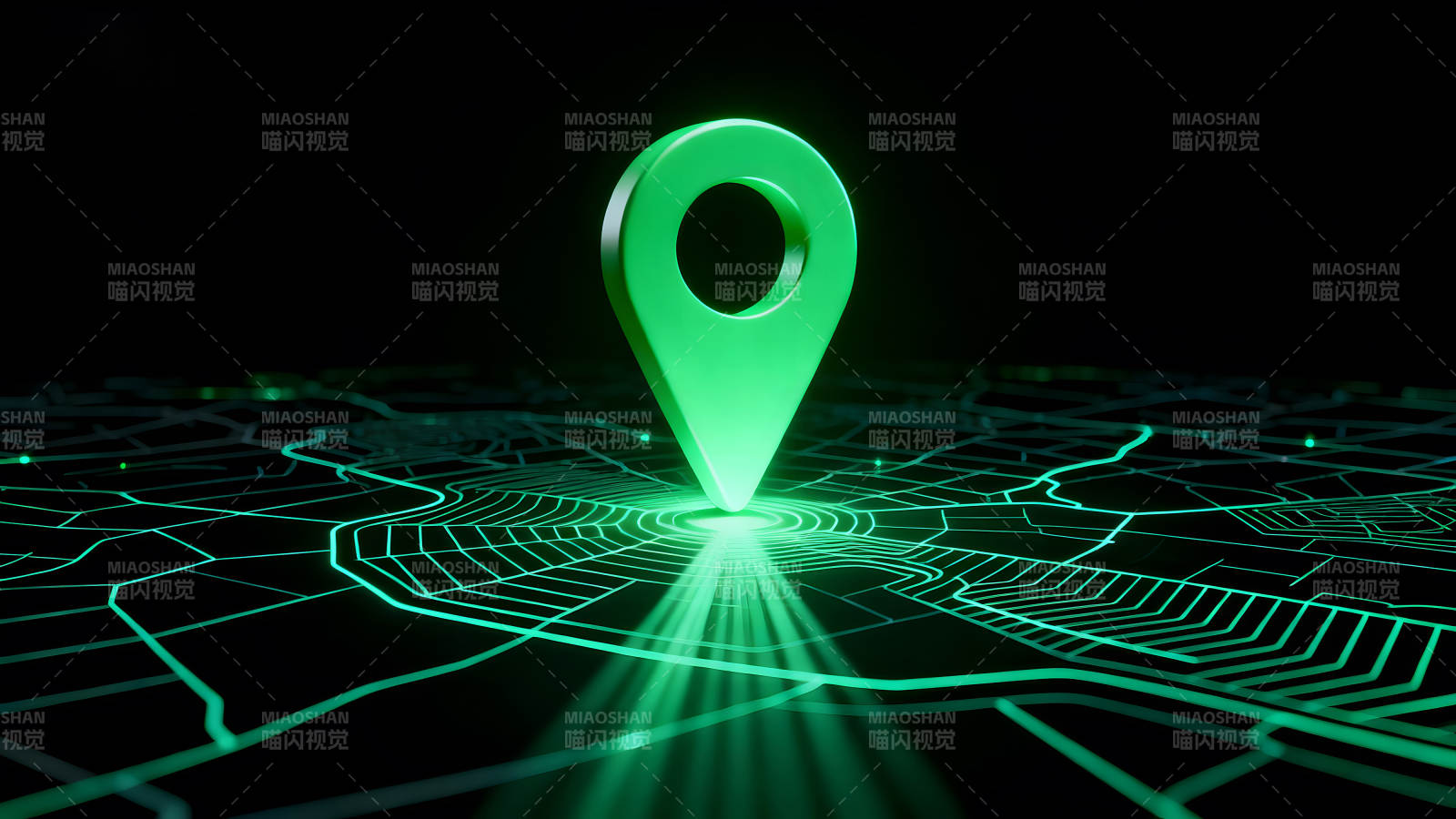 發光地圖與定位圖標的未來感設計-圖片