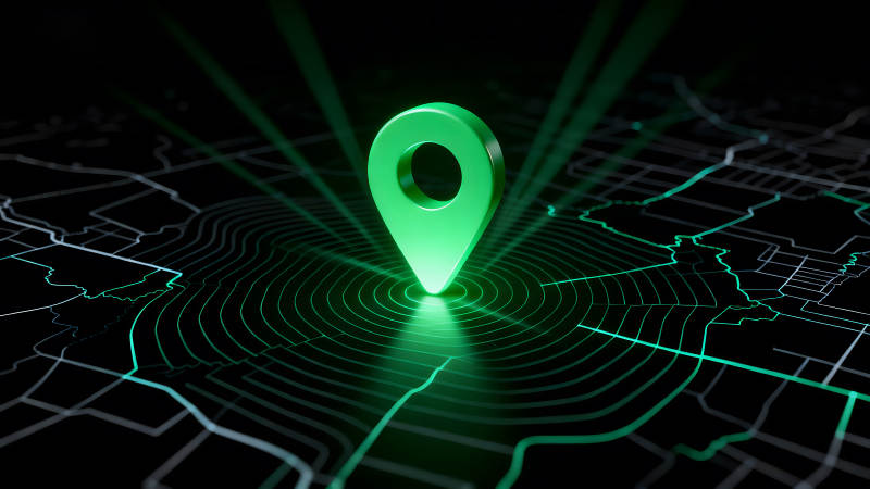 定位图标与地图的科幻场景-图片