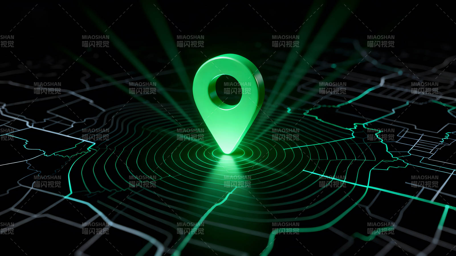 定位图标与地图的科幻场景-图片
