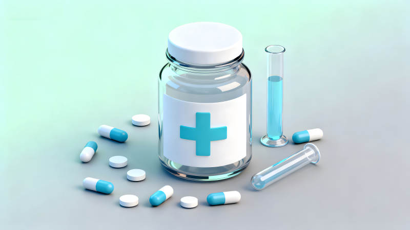 医疗药品容器和药丸-图片