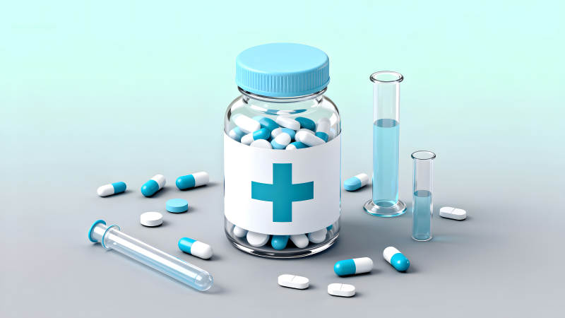 药瓶药丸试管医学概念图-图片