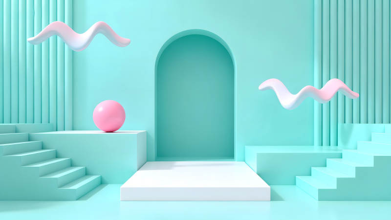 幾何空間粉色裝飾藝術-圖片