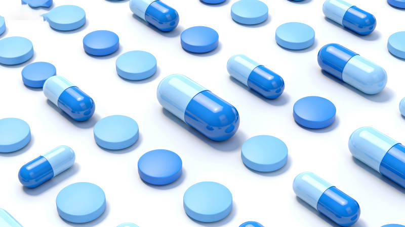 药物药片和胶囊的特写-图片